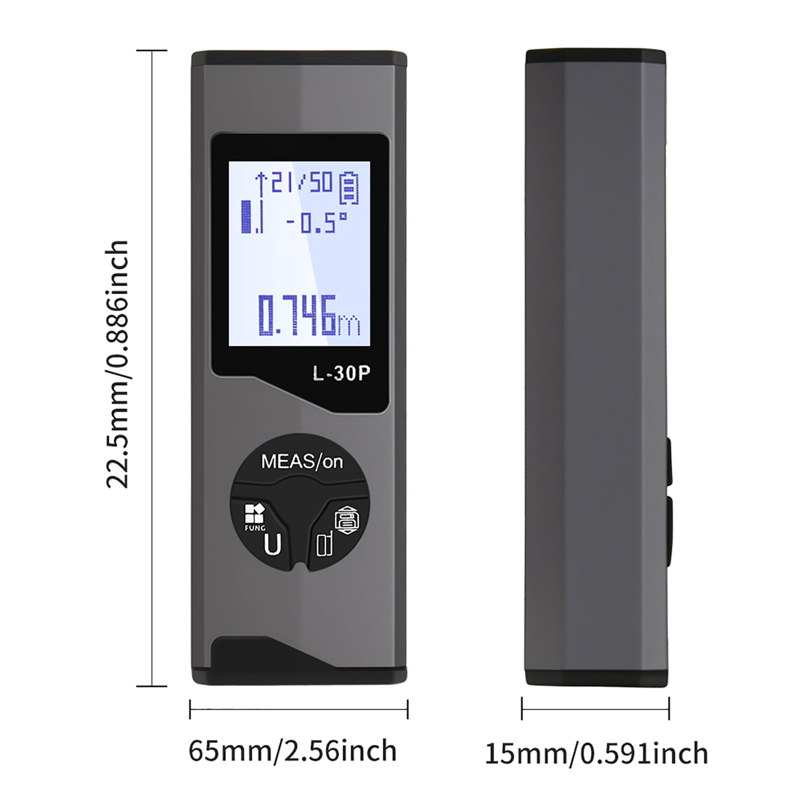 Mini Distance Meter Mini Distance Meter Digital Range Finder 98.43ft and Electronic Level Function Type C Charging 1mm Accuracy 50 Groups Memory Area Volume Measurement with LCD Backlight Indoor