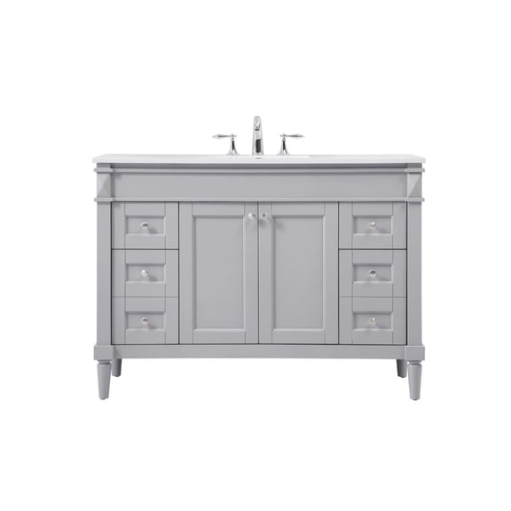 Elegant Decor Bennett 48" Aluminum MDF Single Bathroom Vanity in Gray