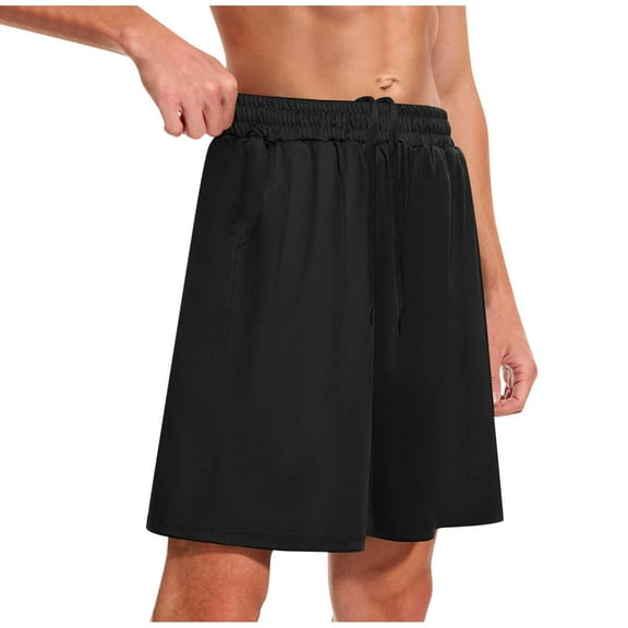 Gpaecead Men's Solid Casual Sports Running Shorts: Speed-Dry,Pockets,Elastc Waist,and Drawstring S Black