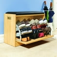 thumbnail image 2 of Collections Etc Wooden Shoe Cabinet Storage Bench w/Seat Cushion - Holds up to 12 Pairs, Natural, 2 of 4