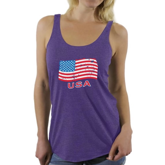 Awkward Styles Women's Distressed USA Flag Graphic Racerback Tank Tops USA Independence Day 4th Of July