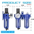 thumbnail image 6 of NANPU 1/2" NPT Compressed Air Filter Regulator Lubricator (FRL), Zinc Alloy, 5 Micron Brass Element, 0-150 psi Gauge, Quick Release Bowl, Manual Drain, Metal Bracket., 6 of 6
