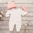 thumbnail image 3 of Newborn Baby Girl Clothes Baby Girl Outfits Long Sleeve Letter Print Romper One Piece Jumpsuit Headband Hat 3PCS Clothing Set 3-6 Months, 3 of 7