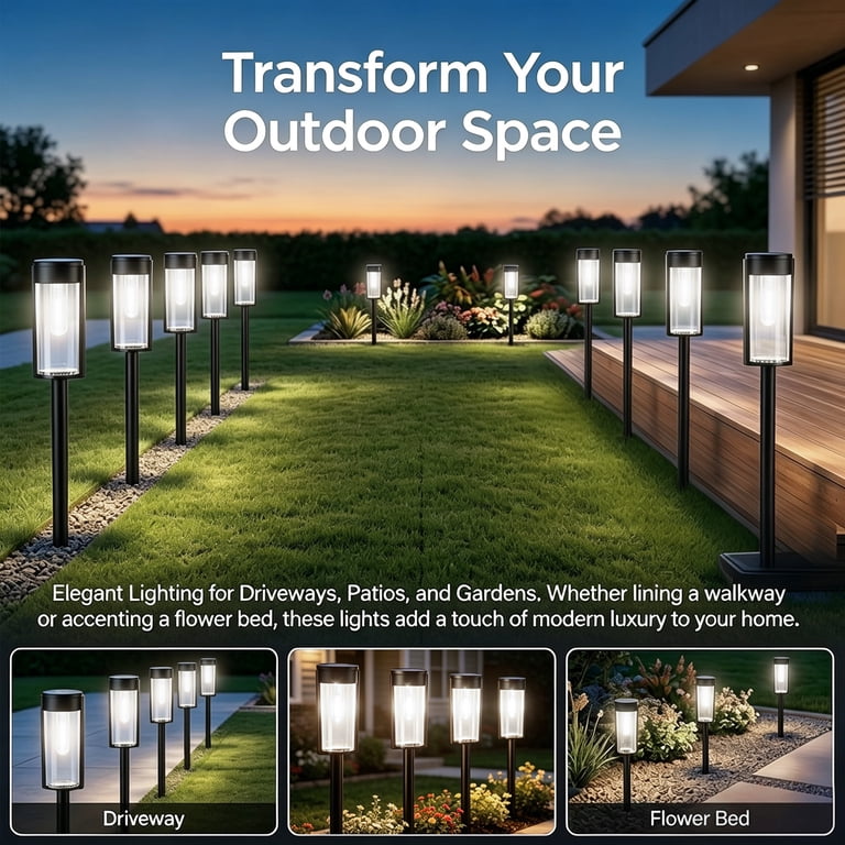 Rirool Solar Pathway Lights, 4-Pack Auto On/Off photo 6