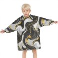 thumbnail image 3 of Black White Gold Marble Pattern Blanket Hoodies for Kids 6-13YR Oversize Wearable Blanket Hoodies for Boys Girls Teens, 3 of 7
