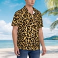 thumbnail image 5 of Daiia Gold Glitter Leopard Hawaiian Shirt for Men Gentle Cotton Regular Short Sleeve Casual-, 5 of 9