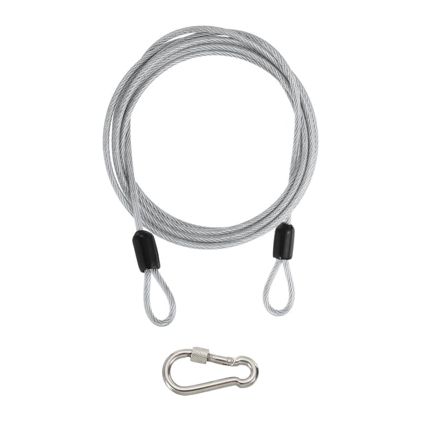 Cable de Seguridad Uxcell Trenzado de Acero Inoxidable Recubierto de Seguridad con Doble Lazo para Equipaje de Viaje Candado de Bicicleta Transparente 8 ft x 1/8"(3mm)