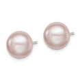 thumbnail image 2 of 925 Sterling Silver Rh-plated 9-10mm Purple FWC Button Pearl Earrings; for Adults and Teens; for Women and Men, 2 of 3