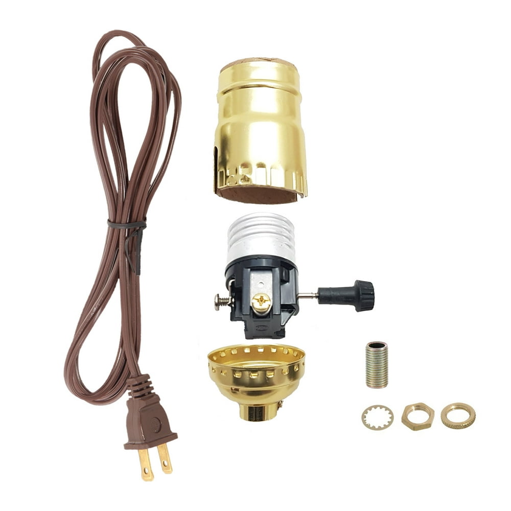 B P Lamp Brass Plated Socket And Brown Cord Set With Hardware To