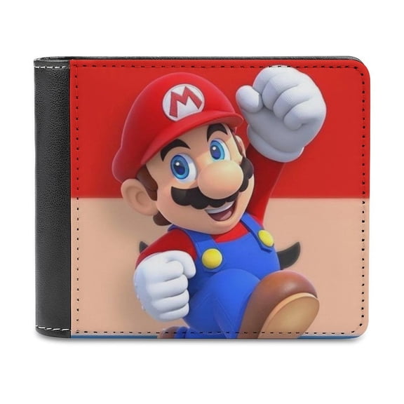 Cartoon Super Mario PU Leather Wallet With Card Slots Bifold Wallet Money Organizers Holder Gift For Men And Women
