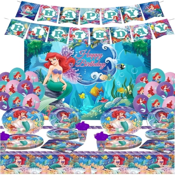 Anime Theme Party Decorations Tableware Set , 125PCS Anime Birthday Plates and Cups Napkins Tablecloth Birthday Decorations Tableware
