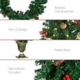 thumbnail image 3 of CIPACHO Prelit Holiday Christmas 4-Piece Set, Garland Wreath and Set of 2 Entrance Trees with Warm White LED Lights, Red Berries, Pine Cones, Christmas Decor for Indoor Outdoor, Green, 3 of 7