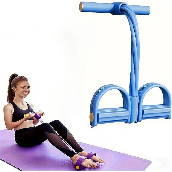 Pedal Resistance Band with Handle, 6-Tube Natural Latex Elastic Puller for Abdomen, Waist, Arm, and Leg Stretching Training