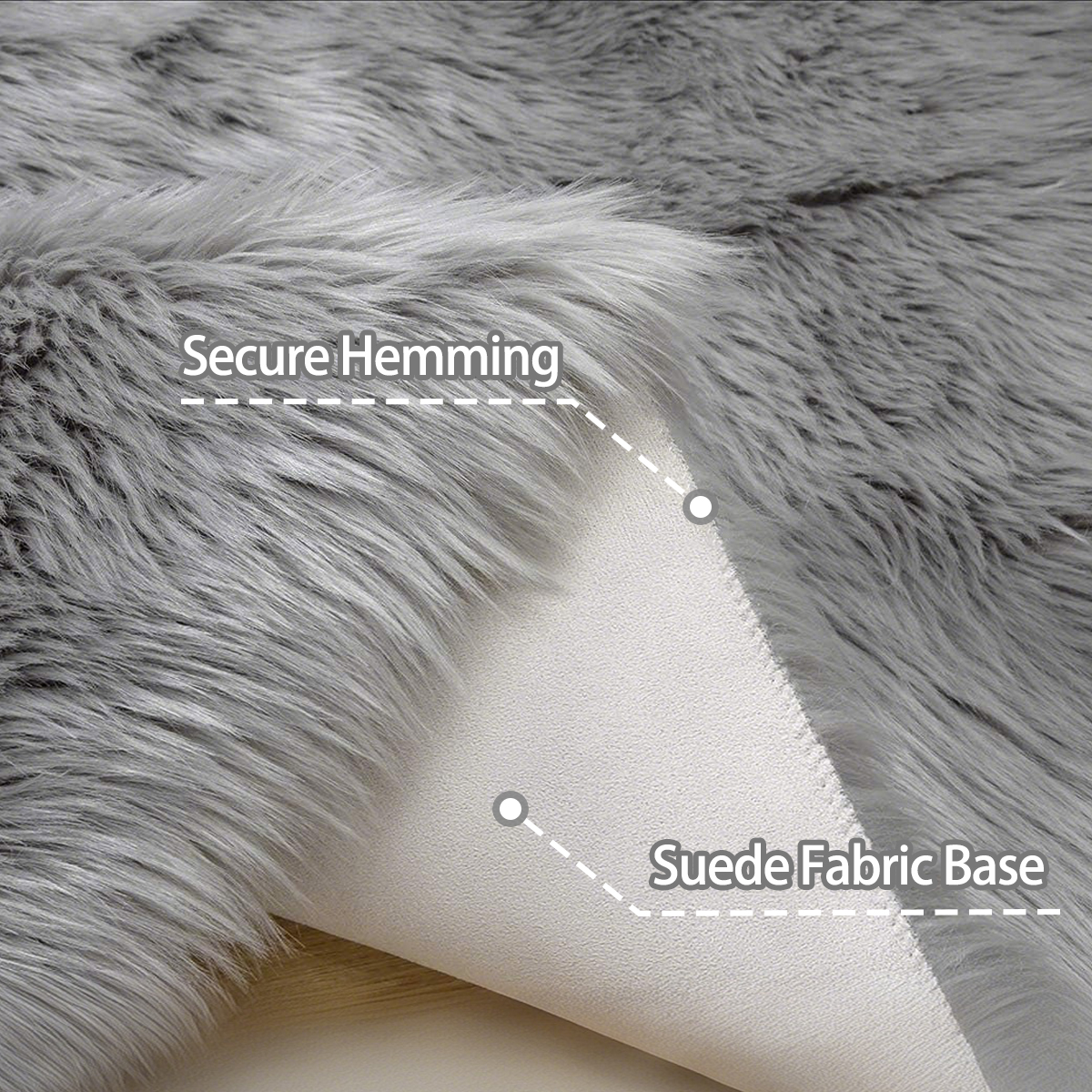 Faux sheepskin rug 4'x6', gray machine-washable plush rug, suitable for use beside the bed in the bedroom, living room, and kids' room