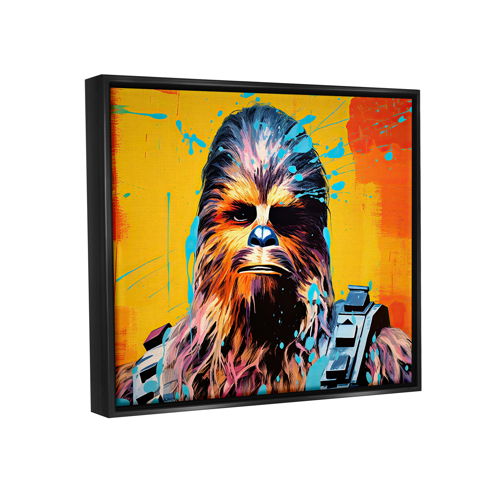 Stupell Industries Urban Splash Sci-Fi Creature Fairy Tales & Fantasy Painting Black Floater Framed Canvas Art Print Wall Art, 31 x 25