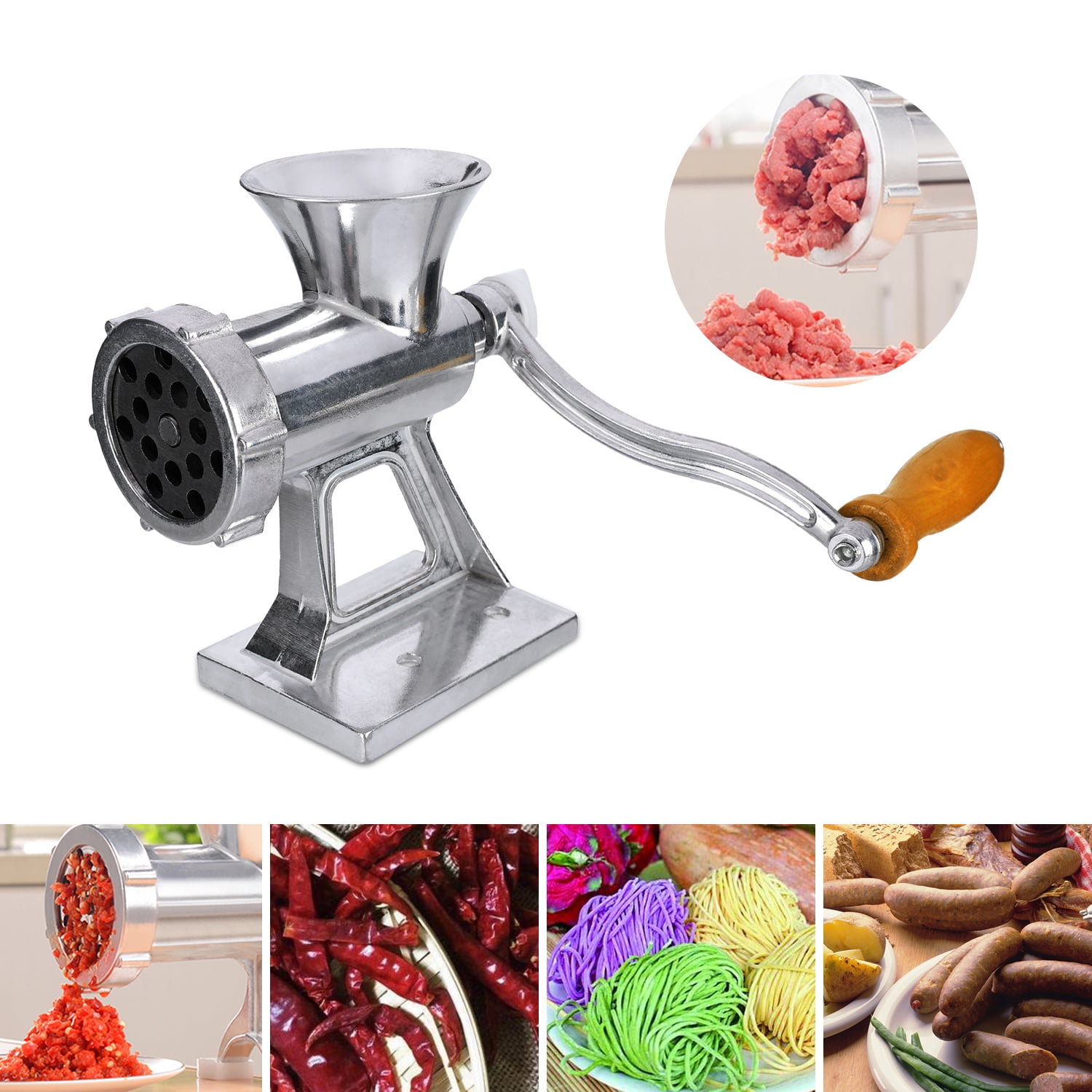MUCH Manual Meat Grinder,Hand Held Aluminum Alloy Chicken Grinder