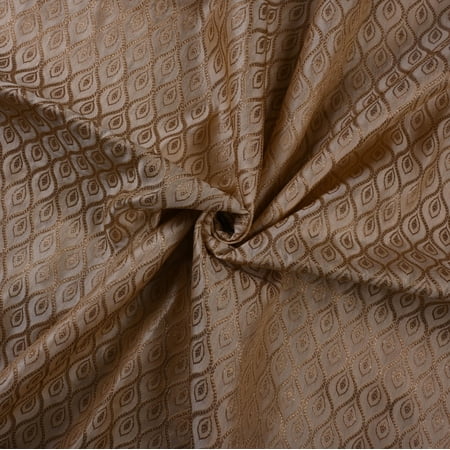 eloria Damask Embroidered Brocade Jacquard Sewing Apparel Making Fabric by the Yard Kurta Dress Apparel Cloth, Color: Beige