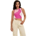 thumbnail image 7 of DARING DIVA Women's Color Block Ribbed Sleeveless Crop Tank Tops XL Pink, 7 of 7