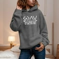 thumbnail image 2 of Women's Hoodies Sweatshirts – God Is Greater Than The Highs And Lows Sweatshirt Women Pullover Long Sleeve Graphic Top Dark Gray L, 2 of 5
