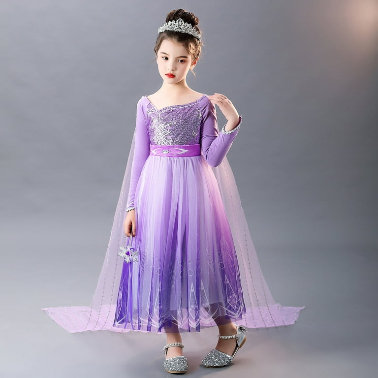 purple princess dress up Princess Dress for Girls Purple Princess Dress Up Clothes with Accessories  Halloween Snow Queen Party Cosplay