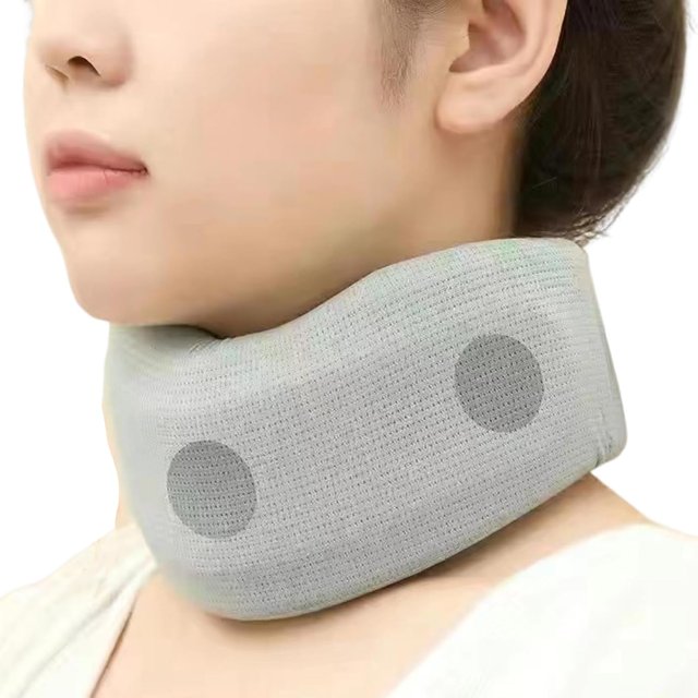 HUGFEGWE Neck Brace Soft Breathable Pain Relief Posture Correction Anti-Snoring Support Cervical Collar Ergonomic Neck Protector Brace for Sleeping, Adjustable Neck Support Brace Light Grey S