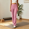 thumbnail image 6 of YHAJDS Women Wide Leg Yoga Pants Button Pocket Design Casual Fitness Long Bottoms, 6 of 8