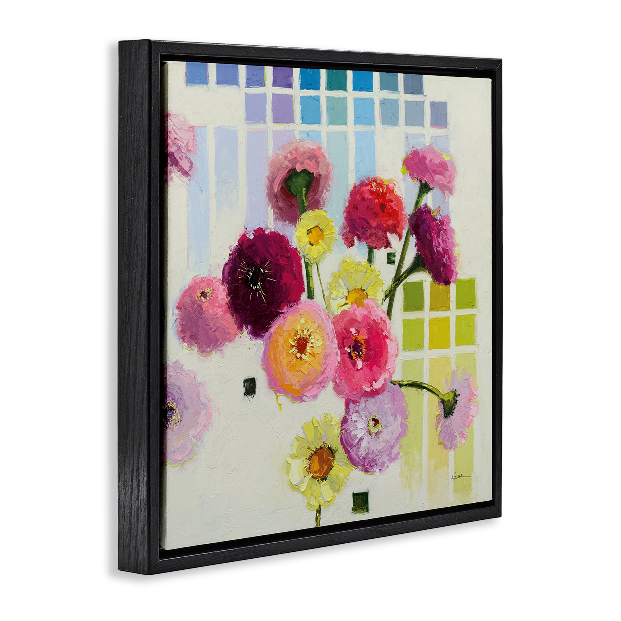 Stupell Industries Color Chart Pastel Bloom Study Black Framed Floater Canvas Wall Art, design by Shirley Novak
