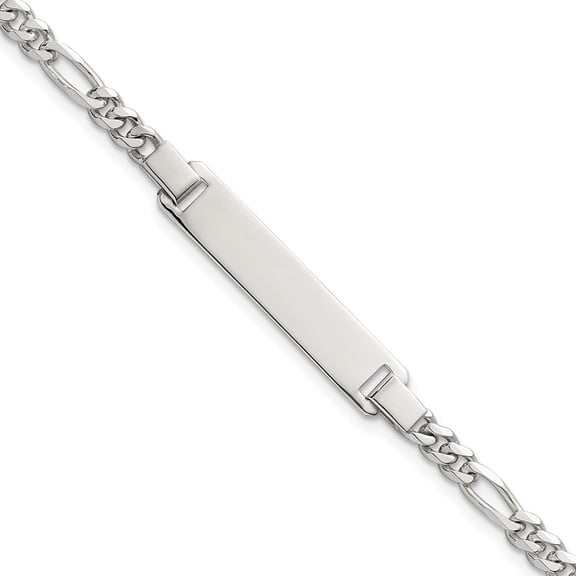 Sterling Silver Polished Figaro Link 6.25 inch with 1 inch Extension Childrens ID Bracelet