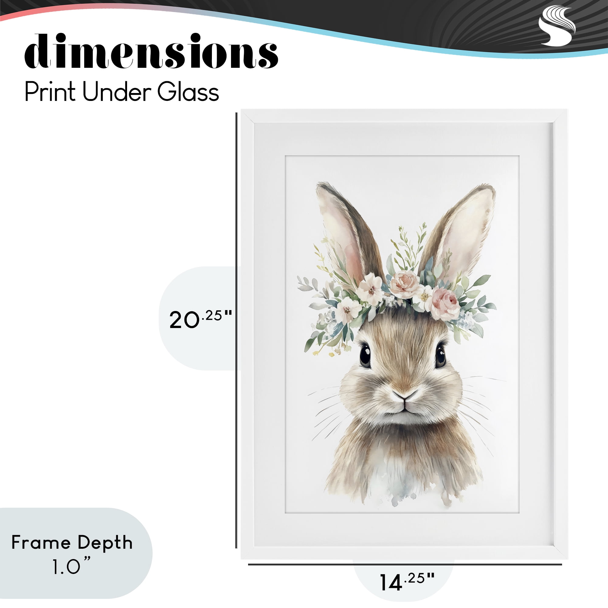 Stupell Industries Flower Adorned Baby Rabbit White Framed Print Under Glass, design by Creative Studio