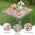 thumbnail image 4 of Yellow Ethnic Floral Pattern Square Fitted Tablecloth with Elastic Edge,Square Table Cover,Washable Elastic Table Cover for Home Kitchen Party Decor 34"x34", 4 of 6