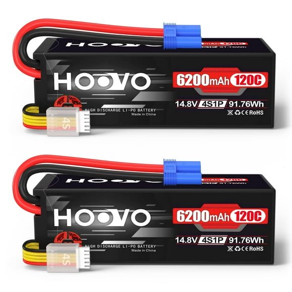 HOOVO Batterie Lipo 4S 14.8V 6200mAh 120C RC Batterie EC5 Prise Étui Rigide pour Voiture RC Camion Buggy RC Quadricoptère Hélicoptère Avion Course FPV UAV Drone