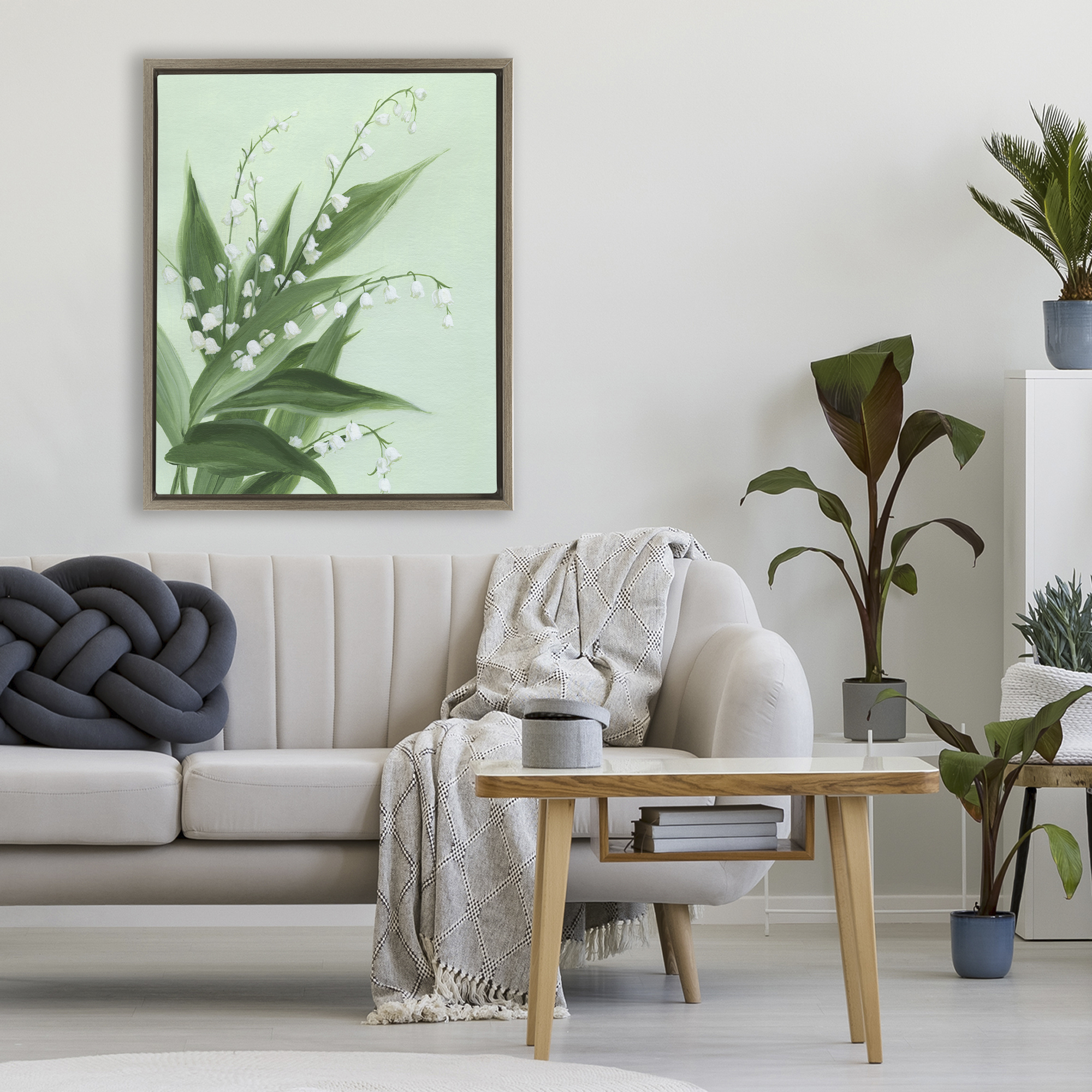 Stupell Industries Verdant Lily Of Valley Brown Framed Floater Canvas Wall Art, design by Grace Popp