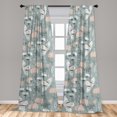 thumbnail image 2 of Birds and Nature Window Curtains, Oriental Minimalist Art of Owl and Neutral Colors Boho Flowers, Lightweight Decor 2-Panel Set with Rod Pocket, Pair of - 28"x84", Pale Slate Blue Blush, by Ambesonne, 2 of 3