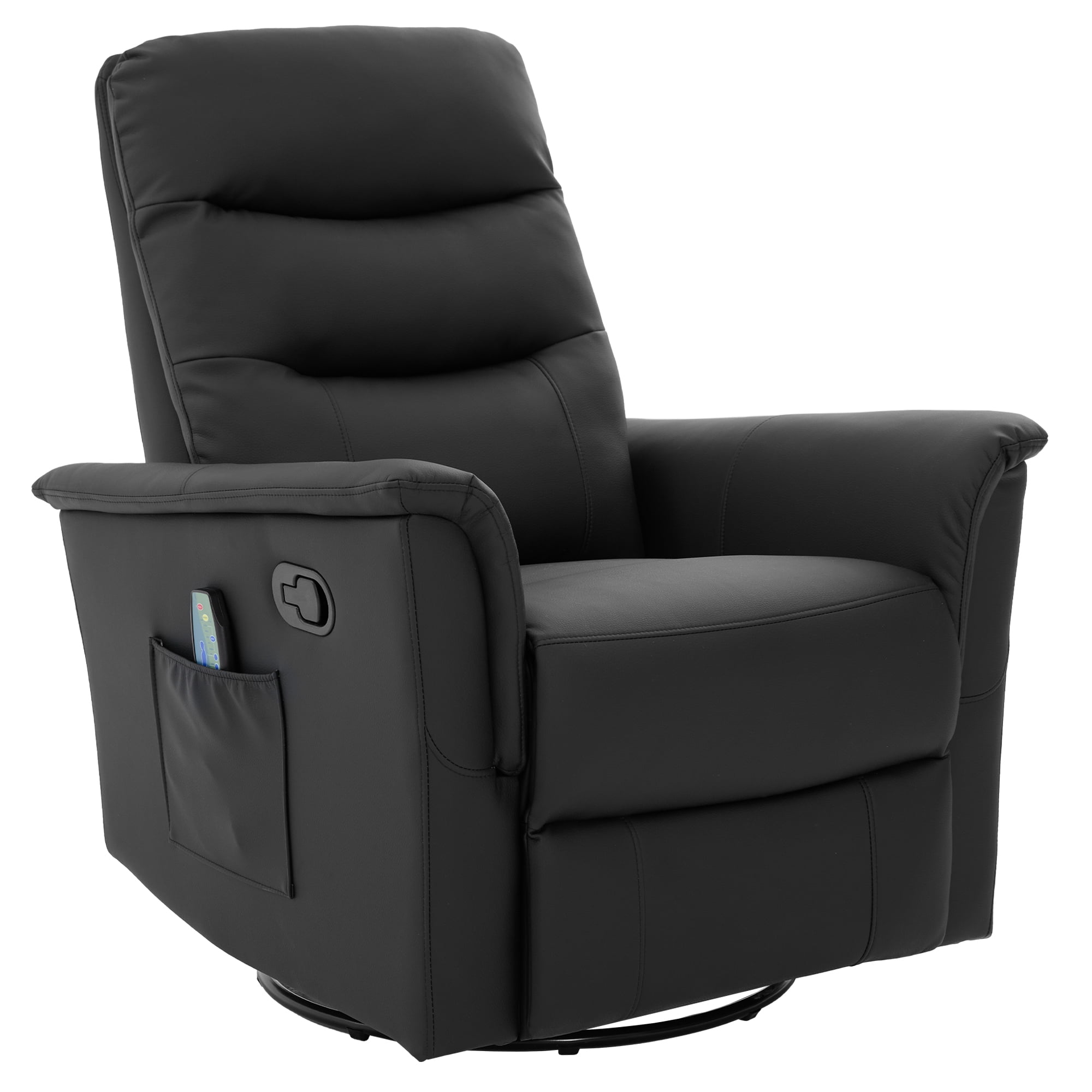 Euroco Manual Recliner Chair, 270° Swivel Rocker Chair with 8-Point Massage Function and Adjustable Backrest,Nursery Rocking Recliner for Living Room, Bedroom and Nursery,Black