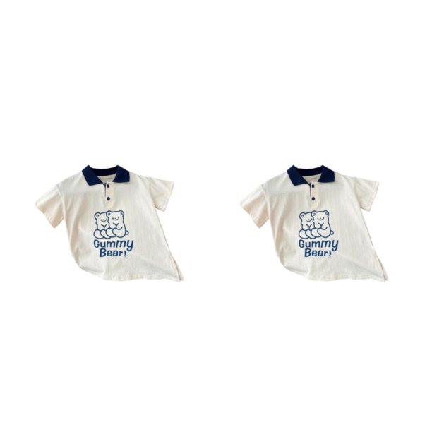 Qarigey Trajes de hermanos Estilo coreano Jersey de moda Turn-down Tops Pantalones cortos sólidos Niñas Vestidos de oso lindo Conjunto de Type1 NO1