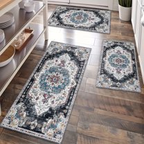 Kitchen Rugs Sets of 3 Non Slip Washable Kitchen Mats for Floor, Waterproof Kitchen Runner Rug, Floor Mat Carpet for Entryway, Laundry, Sink, Hallway, Bathroom