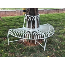 Hi-Line Gifts Tree Wrap Outdoor Garden Semi Circle Bench - 52" - White