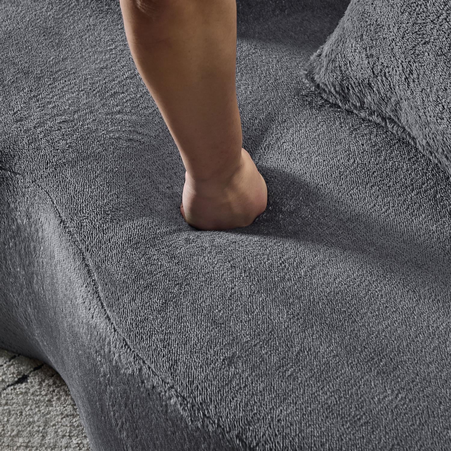 Demi Bonn 78" Foldable Sofa Bed, Chenille Futon Couch, High-Density Foam Convertible Sleeper Sofa for Living Room, Guest Room, Bedroom, Gray