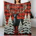 thumbnail image 3 of ARISTURING  Christmas Flannel Throw Blanket for Sofa Couch Xmas Deer Elk Tree All Season Bed Blanket Queen Red Buffalo Check Fuzzy Blanket Bedroom Decor Xmas Fuzzy Blanket Flannal Blanket, 3 of 6