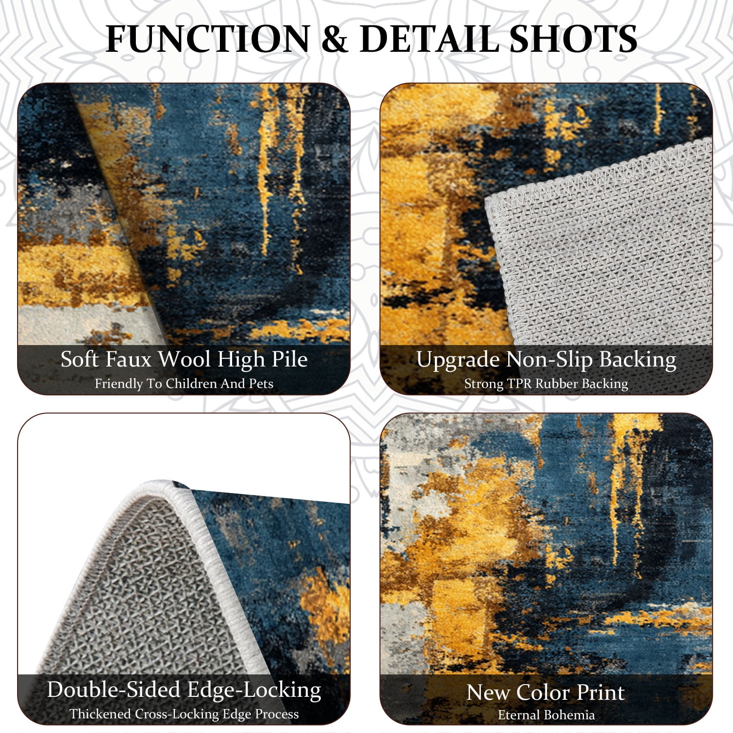 3 Piece Kitchen Rug Set, Abstract Pattern Kitchen Hallway Rug, Soft And Comfortable, Suitable For Sinks, Floors, Entrances, Hallways And Bathrooms