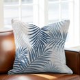 thumbnail image 2 of Throw Pillow Covers, Blue Grey Palm Leaves Decorative Throw Pillow Covers 20x20 Inch, Summer Botanical Tropical Leaf Square Linen Pillow Cases for Couch/Living Room/Sofa, 2 of 9