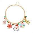 thumbnail image 5 of HPINK-T Colorful Christmas Necklace for Women Trendy Christmas Jewelry Chunky Xmas Ugly Sweater Candy Cane Charms Necklace, 5 of 6