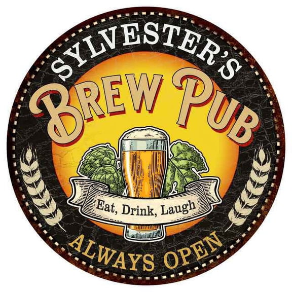 SYLVESTER'S Beer Pub Man Cave Metal Sign Home Decor 14 inch Round 100140025498