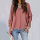 thumbnail image 1 of ICHUANYI Liquidación Mujer Color V-Cuello Manga Larga Casual Suelta Camisa Botones Diario Tops ICHUANYI WER202308246533, 1 of 9
