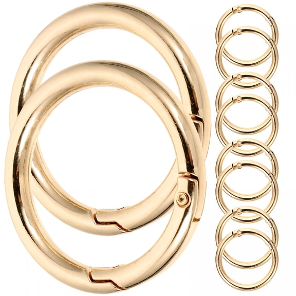 TALENO 10 Pcs Split Spring Buckle Key Rings Flat Keychains Vintage Carabiner Gold Key Ring Metal