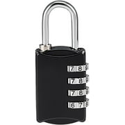 4 Digit Combination Padlock, 4mm Shackle, Zinc Alloy Lock Waterproof Lock for Gym Locker Fence Suitcase Travel Outdoor, Black