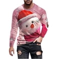 thumbnail image 2 of cllios Mens Christmas Shirts Red,Funny Cute Snowman Printed Holiday Shirt Tops,Long Sleeve Round Neck Workout Tees,Novelty Xmas Vacation Tops,Christmas Gifts for Men, 2 of 4