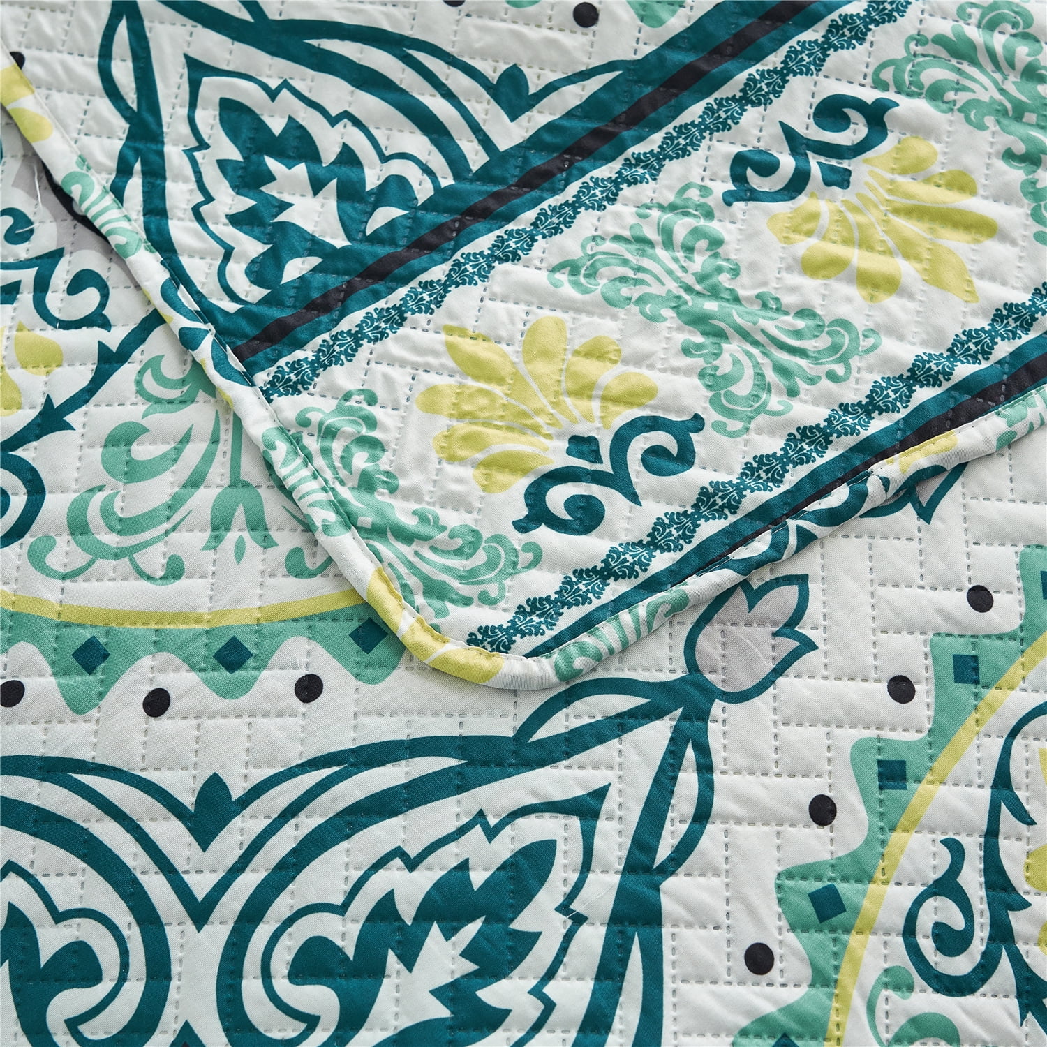 JML Quilt Set, King, Atrovirens & Yellow, 3 Piece