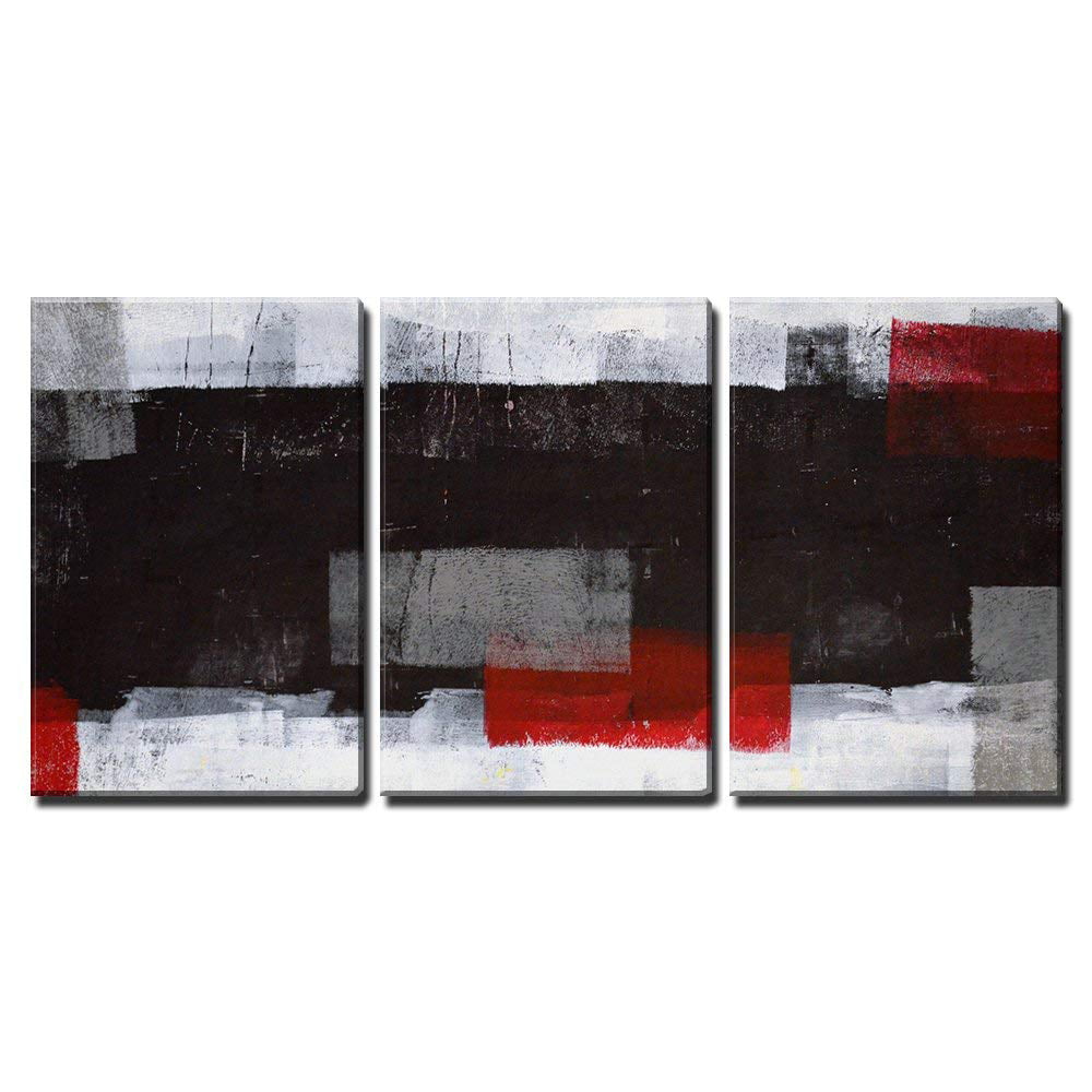 Abstract 3428-126cm 3 Piece Red Grey Painting Kitchen Canvas Accessories 