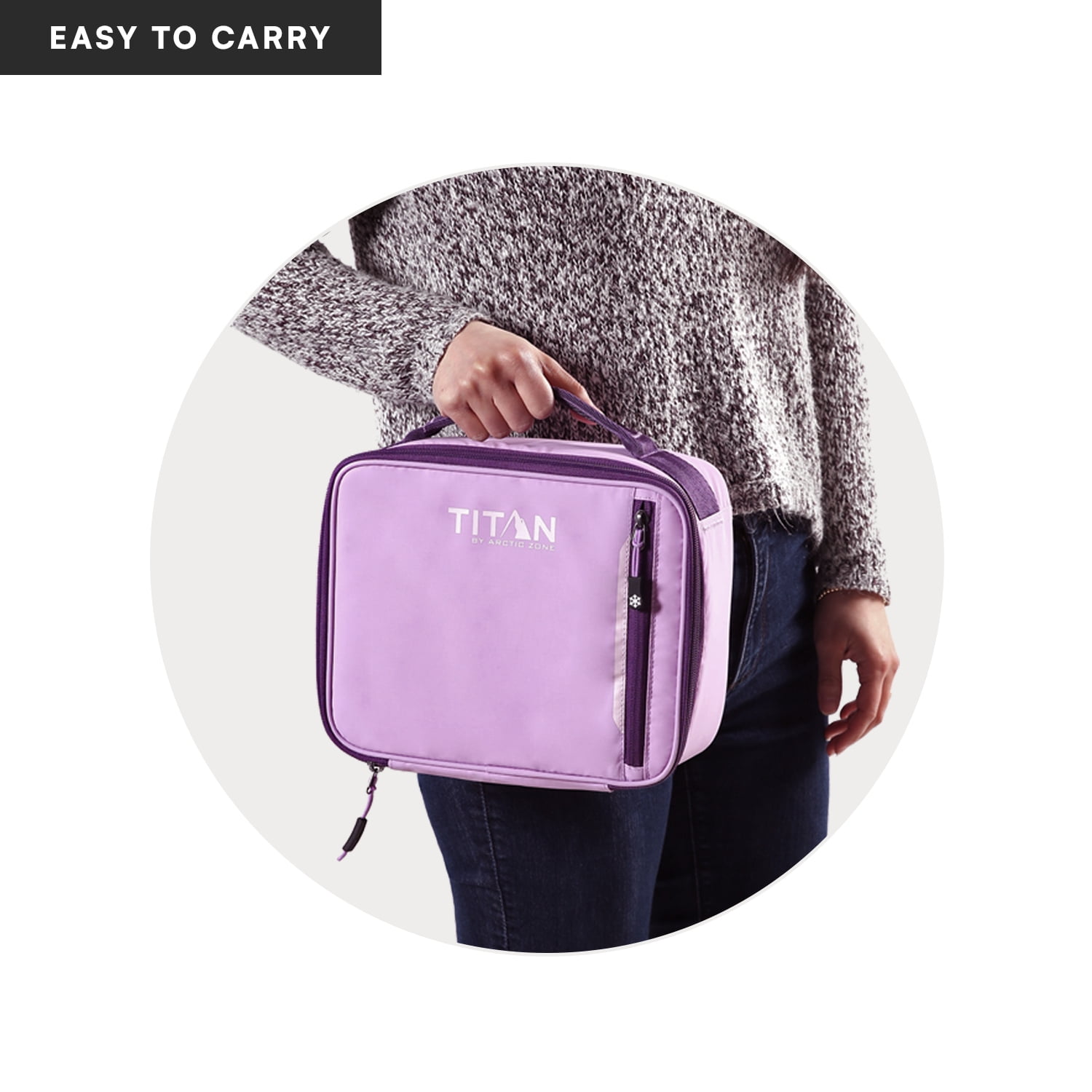 Titan by Arctic Zone Fridge Cold Horizontal Insulated Lunch Box with Reusable Ice Walls - Lavender
